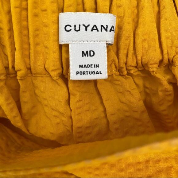 Cuyana Yellow Seersucker Twisted One Shoulder Dress size medium with pockets - Picture 10 of 10